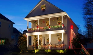 residential house with beautiful holiday lighting statesboro ga